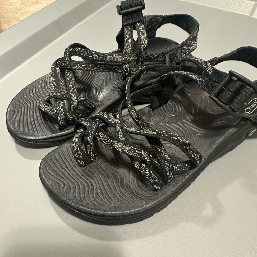 Chaco Black and Gray Strappy Sandals